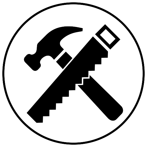 Icon of a hammer and saw crossed in an X shape, symbolizing construction or carpentry.